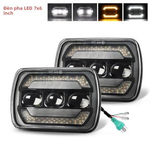 Bộ Đèn Pha LED 2 Chiếc 5x7 Inch Với Đèn Xi Nhan Màu Hổ Phách & Đèn Chạy Ban Ngày Màu Trắng 7x6 Dành Cho Xe Toyota Off-Road 12V Nâng Cấp