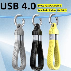 USB4.0 Portable Keychain Design 240W Type-c to Type-c Mobile Phone Fast Charging 8K 60Hz Data Cable For iPhone 16 Samsung Laptop