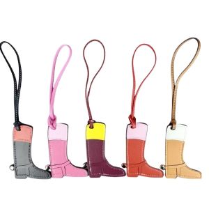 Artisan Color-Block Leather Boot Charm - Handcrafted Top Grain Bag Accent Pendant