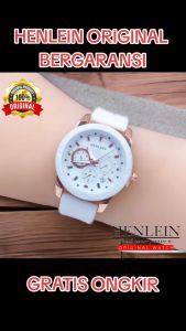 HENLEIN Jam Tangan Wanita Original Bergaransi Gaya Kasual Analog Tali Silikon HW-6001 WHITE