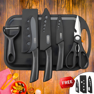 6In1 Japanese Knife Set Kitchen Cooking Knife Sets Cutting Set With Chopping Board Slicing Knife Fruit Knife Peeler Scissor Kitchen Shaears Cutting Board Kitchen Utensils Set Stainless Steel Outdoor Picnic Kitchen Set Camping Kitchen Accessories Knife Set