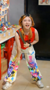 2025 Spring-Fall Graffiti lace-up sweatpants Loose straight leg casual wide-leg pants