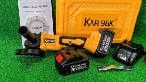 (CAG-7820) - 4" KAR98K 20v/4.0Ah 100mm CORDLESS ANGLE GRINDER WITH 2pc 4.0Ah Battery & Chargers - KAR-7824