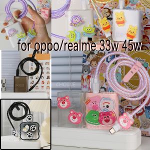 เคสชาร์จ OPPO สไตล์ใหม่33W/45เคสเครื่องป้องกันที่ชาร์จ TPU ลายการ์ตูนสีชมพูน่ารักสำหรับ Real Me 45W เคสชาร์จ A38 A60 Oppo [Cchoice]
