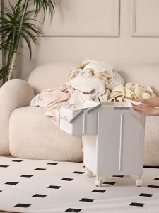 BOSSLU Keranjang Lipat Laundry Baju Kotor Dengan Model Roda Keranjang Cucian Aesthetic Laundry Basket