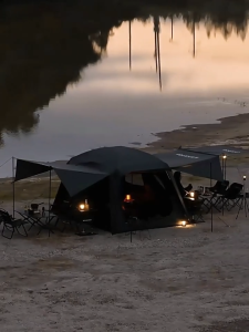 BLACKDOG MOUNT HAVEN 6.8 Quick Open Semi-Automatic Cabin Style Black Tent Two-Room Outdoor Camping Tent with UPF50+ Sun Protection and Easy Setup Titanium Black Coated Sunscreen Waterproof Breathable Shanting Mountain Court