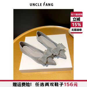 Elegant Butterfly Knot Pointed Toe Flat Heel Womens Shoe Spring Autumn Gentle Style Dressy Casual Comfortable Fashion Footwear