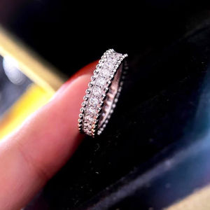 Single Row Diamond Ring Sterling Silver Womens Bead Edge Diamond Starry Ring Rose Gold Beads Stackable Ring Internet Celebrity Easiest for Match Fashion