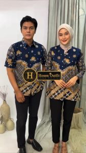 Blus / Blouse Atasan Batik Wanita Perempuan Cewek Kerja Kantor Modern Lengan Panjang Motif Bintang