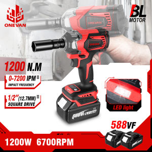 ONEVAN 1200N.M 1/2" Brushless Electric Impact Wrench With 8 Gears Speed Regulation Cordless Wrench Power Tool For Makita 18V Battery