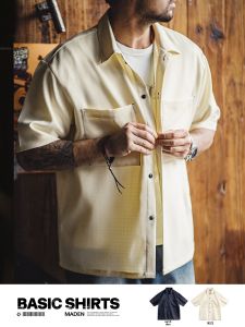 MADEN | Oversized Casual Shirt with Texture Male Summer