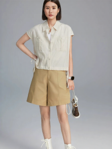 Drawstring Hem Sleeveless Blouse Short