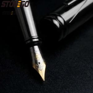 STONEGO 0.38mm Extra Fine Nib Bút Máy Kim Loại Màu Đen Viết Thư Pháp Quà Tặng Bút Thép Không Gỉ