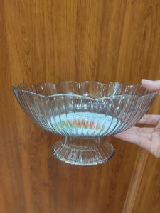 Đĩa hoa chân cao đựng hoa quả mâm bồng hình hoa nhựa kính màu trong suốt