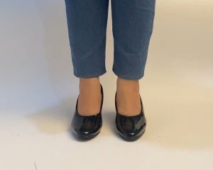 Sepatu Hak Tinggi 7cm Big Size 35-43 Pantofel Cewek Kerja Formal Hitam Mengkilap