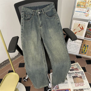 Retro American Large Size Mens Jeans Casual Loose Straight Leg Jeans Spring Autumn High Street Washed out Fashion Brand