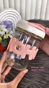 Gelas Kaca Slave HOHO 350 ML Mug Kopi Tumbler Estetik Anti Tumpah dengan Sedotan Food Grade