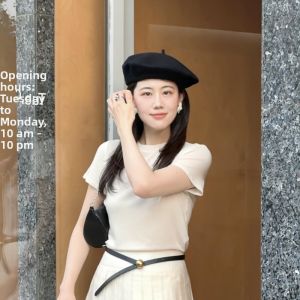 VKSOD | Korean Light Work Style Round Neck Short Sleeve Top And High Waist Pleated Skirt Two Piece Set Slimming Effect Versatile