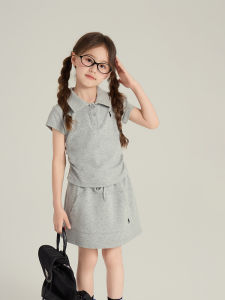 Summer Outfit Set for Girls Casual Sporty Short Sleeve Polo Shirt And Mini Skirt 2 Piece Set Korean Style Childrens Clothing