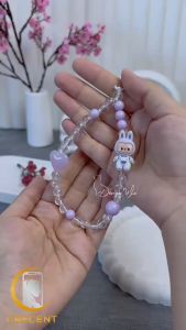 PART 4 LABUBU Pearl Lanyard Tali Gantungan Gelang Strap HP Phone Charm Handphone Device Kamera Handmade Macaron Candy Lanyard Full Warna Korean Style Black Pink Estetik Bracelet Beads POPMART Labubu All Style Love Heart Pearl Mutiara Hati