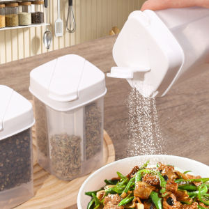 1/3PCS 230ML Double Lids Seasoning Container Box Salt Pepper Shaker Dispenser Sealed Quantitative Bottle Kitchen Spice Plastic Storage Jar