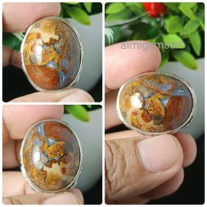 cincin batu akik motif kembang natural real picture