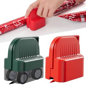 2 piece wrapping paper cutter gift wrap cutter Christmas gift wrapping paper roll cutter with 2 interchangeable blades