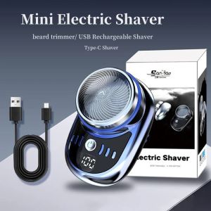 2023 Mens Electric Shaver Portable Mini Shaving Machine USB Rechargeable Beard Trimmer Type-C Household Face Beard Shaver