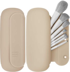 Portable 2-in-1 Silicone Makeup Brush Holder Case with Cleaning Mat Cosmetic Tools Makeup Bag