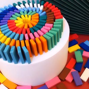 120PCS Wooden Colorful Domino Block Toys Educational Toys for Kids Learning Mainan Budak