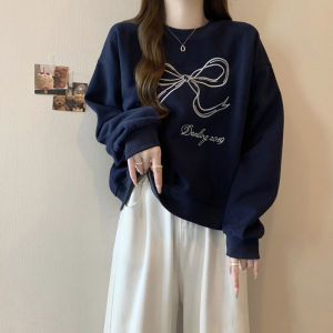 Cec Heavy Industry Embroidery Butterfly No Hat Sweatshirt Womens Spring Autumn Thin Loose Long Sleeve Top Korean Style