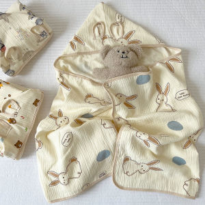 Khăn Bơi Trẻ Em Bằng Cotton Nguyên Chất Có Mũ Trùm Đầu Khăn Tắm Vải Cotton Hoạt Hình Ấm Áp Cho Trẻ Sơ Sinh Và Trẻ Em