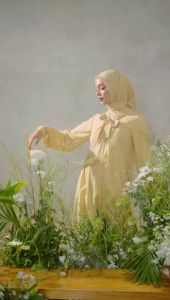 NIBRAS BAJU GAMIS MUSLIM WANITA TERBARU NB B123 ( LIGHT GREY & FRENCH VANILLA ) PROMO DISKON COD GRATIS ONGKIR