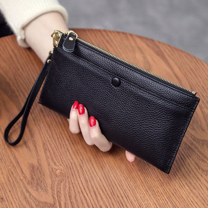 2021 New Long Leather Wallet for Women Top Layer Cowhide Simple