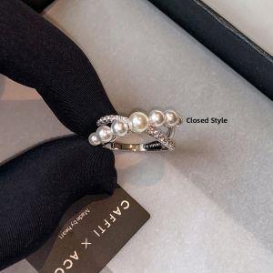 CAFFTI | Zircon and Pearl Designer Delicate Ring