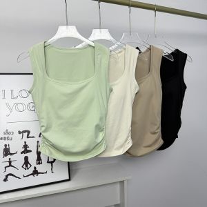 เสื้อกั๊กออกกำลังกายแบบสวมลำลองสำหรับผู้หญิงในช่วงฤดูร้อนปี 2024 ทรงหลวม สไตล์สปอร์ต โพลีเอสเตอร์ สีพื้น