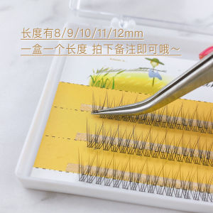 Natural Looking Fish Tail False Eyelashes Segmental Self-Implant Single Cluster Fake Eyelashes Easy to Use Plastic Black Stem
