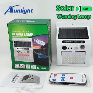 【2 in 1】Aunlight 30LED Solar Alarm Sensor Security Light Sound & Light Alarm Warning Alert Waterproof Outdoor Solar Lights with Remote Control