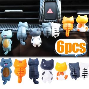 6Pcs Cute Kitten Car Ornament Dashboard Navigation Display Screen 3D Cat Decoration Gift DIY Micro Landscape Auto Accessories