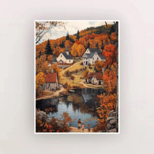Scenic Village Forest with Flowers Landscape Jigsaw Puzzle 1000PCS-50X70CM Stress Relief Puzzle Wall Art Decor Gift