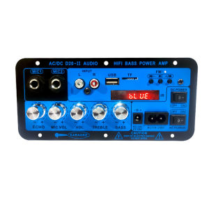 บอร์ดเครื่องขยายเสียงบลูทูธในรถยนต์พร้อมรีเวิร์บ ช่องต่อไมโครโฟนคู่ รองรับออปติคอลไฟเบอร์ USB/TF/FM รุ่น P60-OP