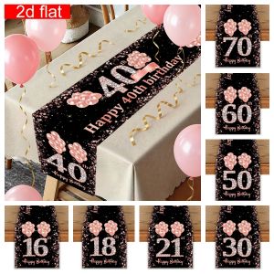 Rose Gold Birthday Table Runner Print Dining Table Decor Party Supplies Indoor Banquet Event Table Decor