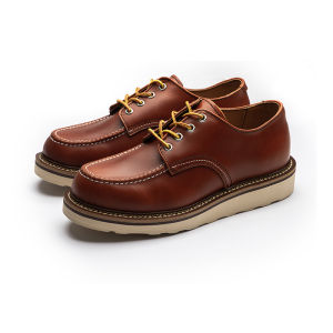 American Style Low-Top Brown Martin Boots Mens Work Shoes Vintage Motorcycle Style Worn-In Leather Shoes round Toe Casual