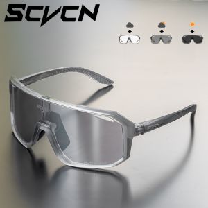 SCVCN Photochromic Cycling Sunglasses Glasses Mens UV400 Women Sports Eyewear for Men Cycl Road Mountain Bike Bicycle Goggles