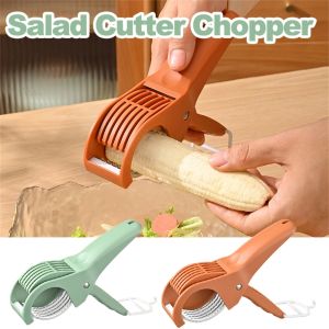 Quivlox Fruit Vegetable Slicer Salad Cutter Chopper Portable Manual Banana Slicer Home Kitchen Gadgets Chopping Tool