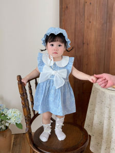 Baby Girls Summer Floral Dress Thin Butterfly Knot Birthday Outfit Cotton Short Skirt Infant Princess Dress Childrens Wear