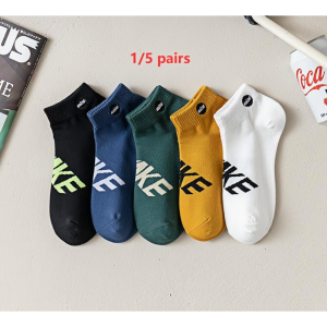 1/5 pairs Mens short socks sports anti odor and sweat absorbing socks solid color socks