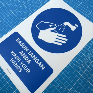 Wash Your Hands. Basuh Tangan Anda. Sticker Safety Compliance Sign. Clean Hand Hygiene. Cuci Bersih Tangan.