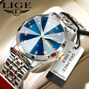 LIGE Luxury Fashion Quartz Man Watch Business Waterproof Date High Quality Men Wristwatch Luminous Week Display Male Clock