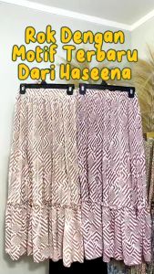 Haseena Rok Plisket Rempel Wanita Mietaa Motif Garis Abstrak Terbaru Panjang Daily Outfit Long Maxi Pleated Skirt Women Jumbo Bawahan Cewek Muslim